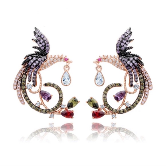 Jewelry - Crystal Phoenix Bird Statement Earrings